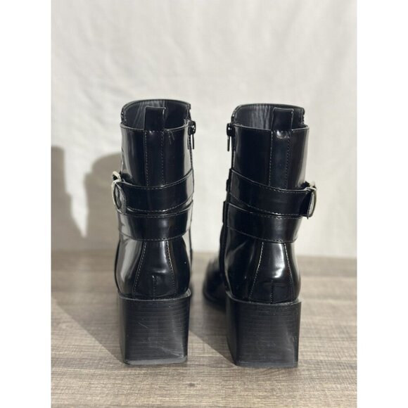 Nasty Gal Faux Patent Leather Buckle Strap Ankle Combat Boots - size 6 - Picture 2 of 11